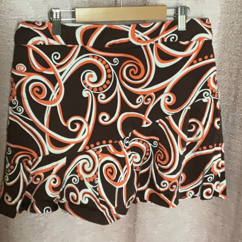 Brown and Orange Swirl Pattern Skirt